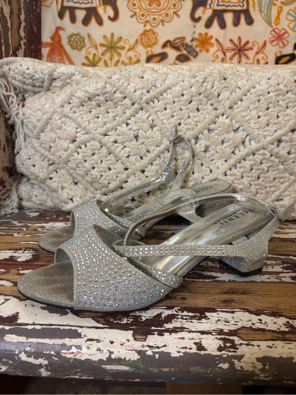 Dream Pairs Silver Sparkle Slingback Heels